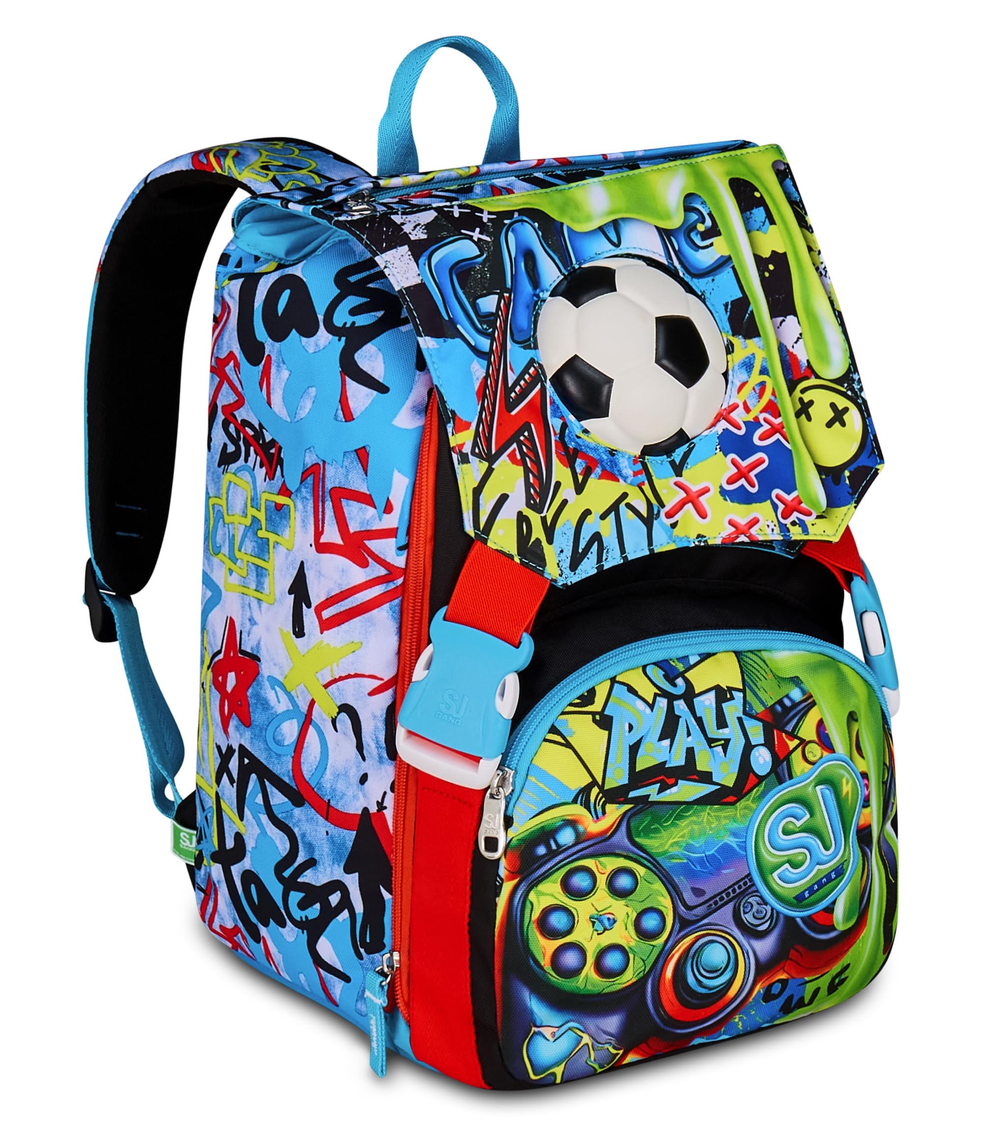  "SJ Gang Style Jam Gang Expandibile Double Compartment Backpack Blu Per Bambini Elementari con grande capacità e schien